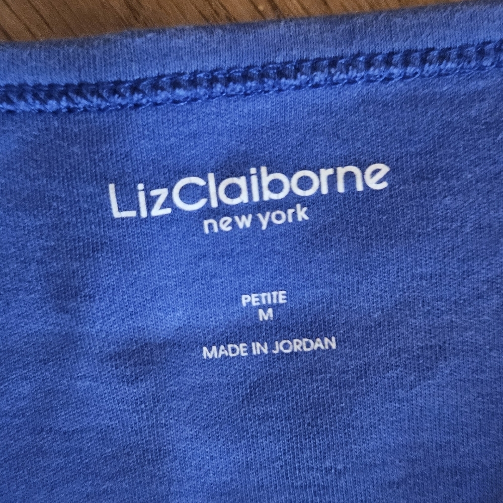Liz Claiborne Womens Crew Neck Short Sleeve T-Shirt blue cotton - Picture 5 of 7